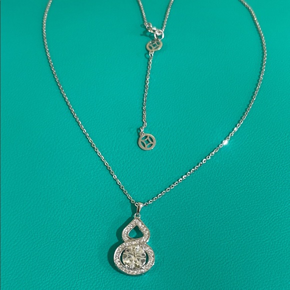 Moissanite Pendant CT WT 1.25 Sterling Silver Necklace - Picture 1 of 5